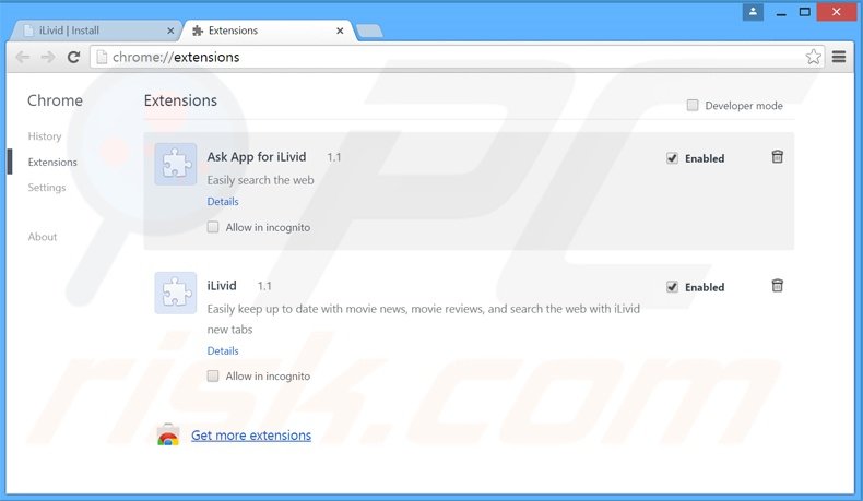 Suppression des extensions reliées à search.ask.com dans Google Chrome 