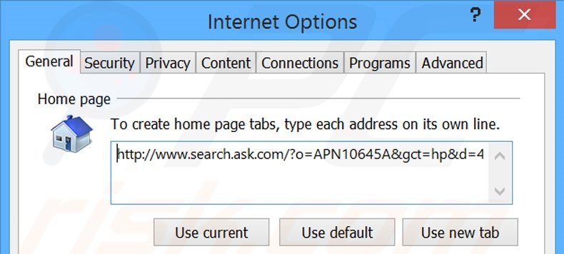 Suppression de la page d'accueil de search.ask.com dans Internet Explorer 