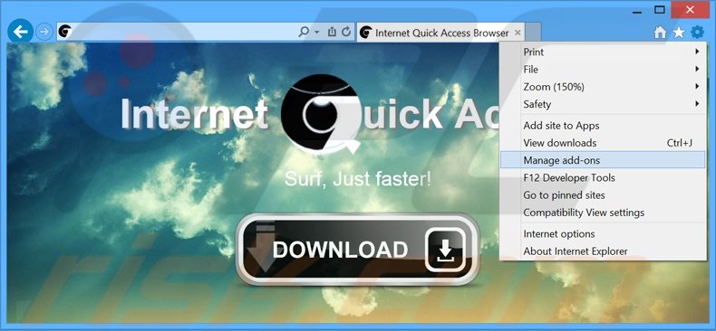 Suppression des publicités Internet Quick Access dans Internet Explorer étape 1