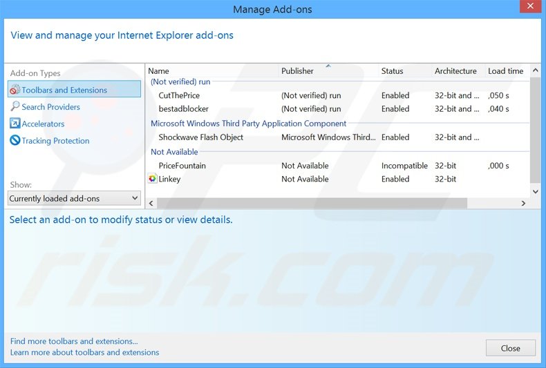 Suppression des publicités Internet Quick Access dans Internet Explorer étape 2