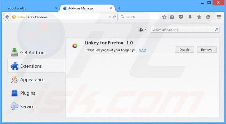 Suppression des extensions reliées à linkeyproject.com dans Mozilla Firefox 