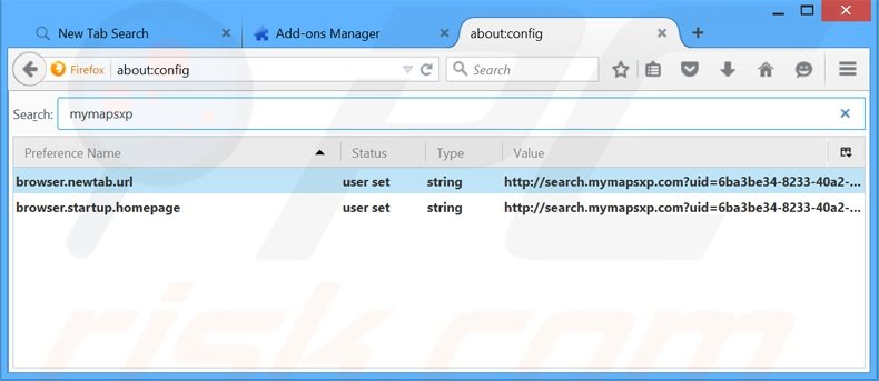 Suppression du moteur de recherche par défaut de search.mymapsxp.com dans Mozilla Firefox