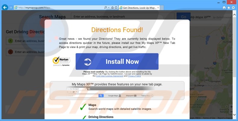 Site web publicisant My Maps XP 