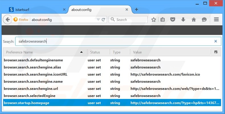 Suppression du moteur de recherche par défaut de safebrowsesearch.com dans Mozilla Firefox 