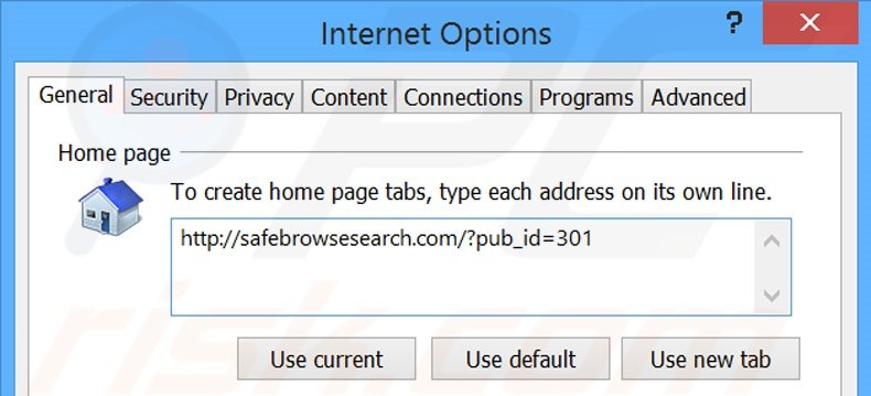 Suppression de la page d'accueil de safebrowsesearch.com dans Internet Explorer 
