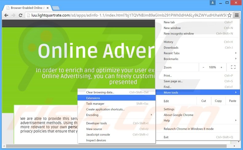 Suppression des publicités adblocker dans Google Chrome étape 1