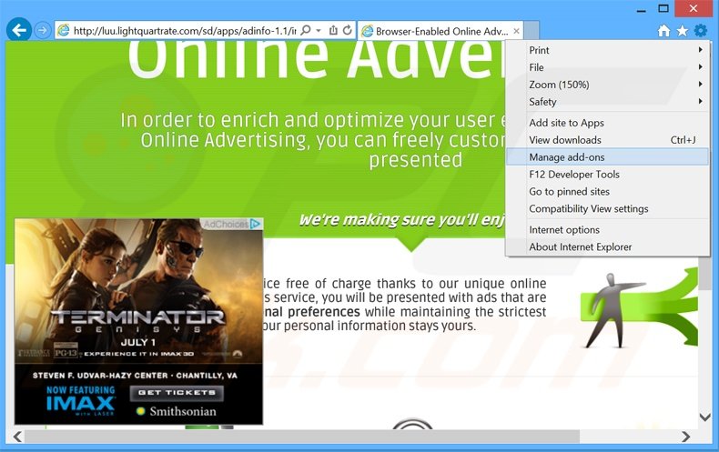 Suppression des publicités adblocker dans Internet Explorer étape 1
