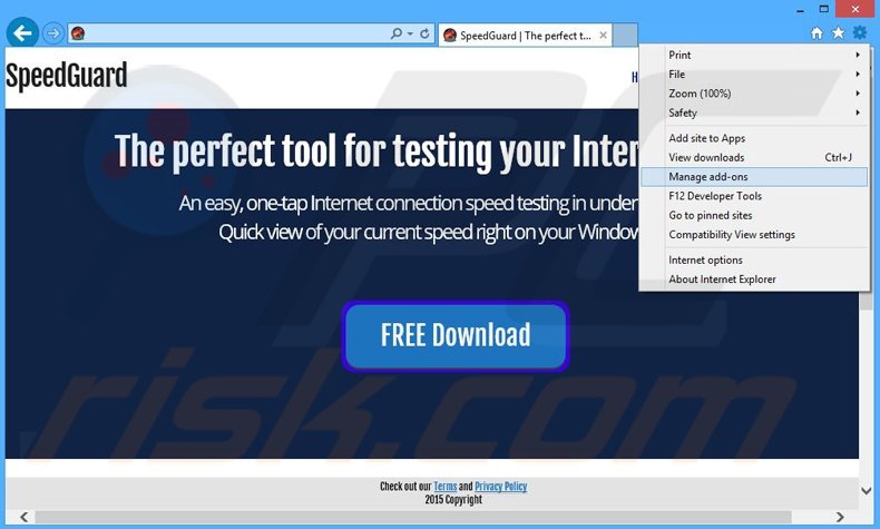 Suppression des publicités SpeedGuard dans Internet Explorer étape 1