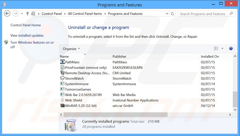 Désinstallation du logiciel de publicité Surf Speed Monitor via le Panneau de Configuration