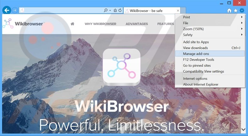 Suppression des publicités WikiBrowser dans Internet Explorer étape 1