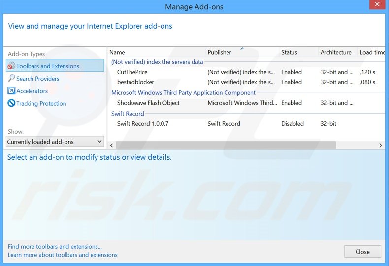 Suppression des extensions reliées à yourtv.link dans Internet Explorer 