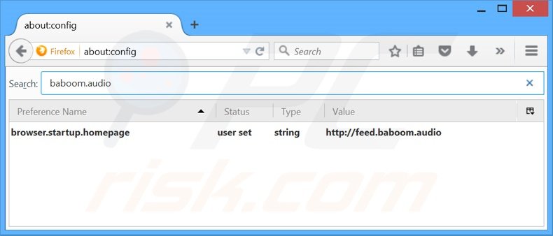 Suppression du moteur de recherche par défaut de baboom.audio dans Mozilla Firefox 