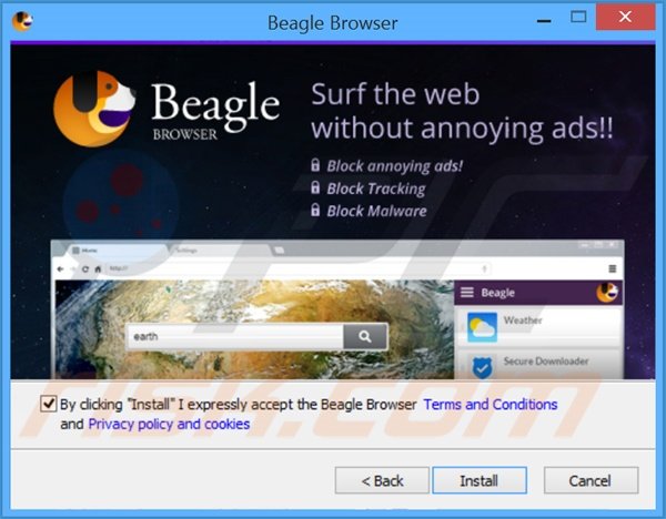 Configuration de l'installation décevante du navigateur Internet 'BeagleBrowser' 