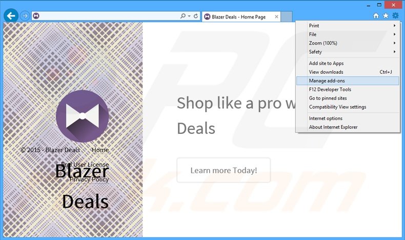 Suppression des publicités Blazer Deals dans Internet Explorer étape 1