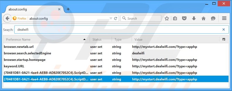 Suppression du moteur de recherche par défaut de mystart.dealwifi.com dans Mozilla Firefox