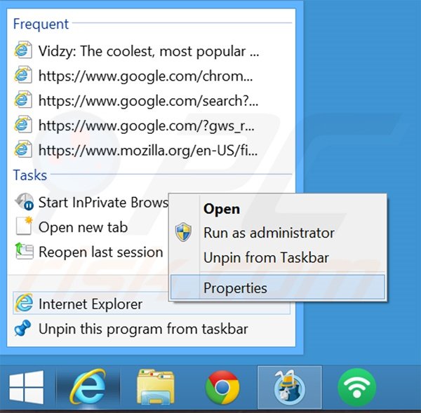 Suppression du raccourci cible de mystart.dealwifi.com dans Internet Explorer étape 1