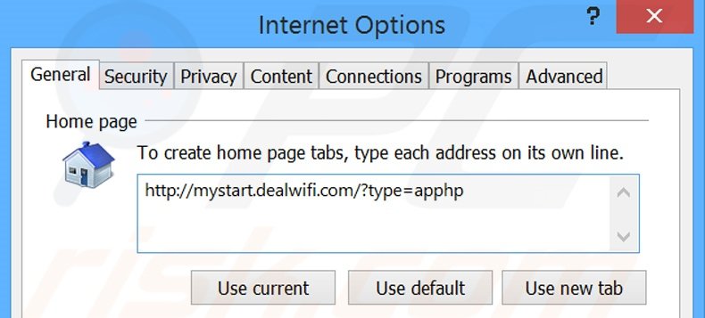 Suppression de la page d'accueil de mystart.dealwifi.com dans Internet Explorer 