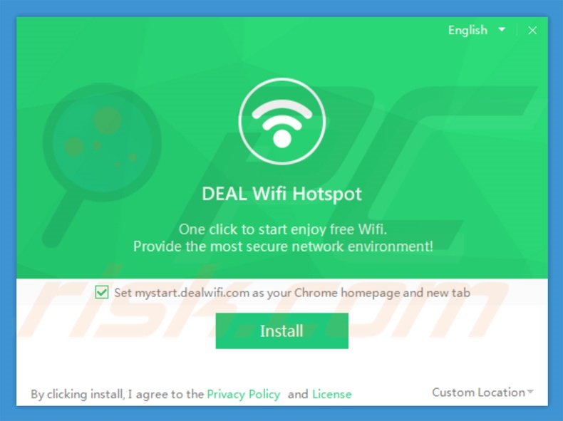 Configuration de l'installation officielle du pirate de navigateur DealWifi