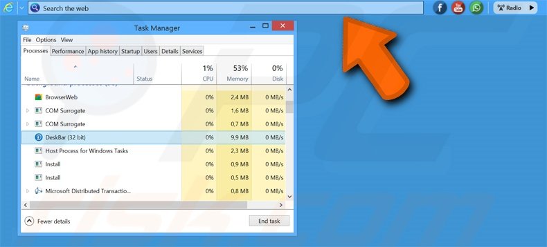 Barre d'outils de bureau décevante DeskBar 