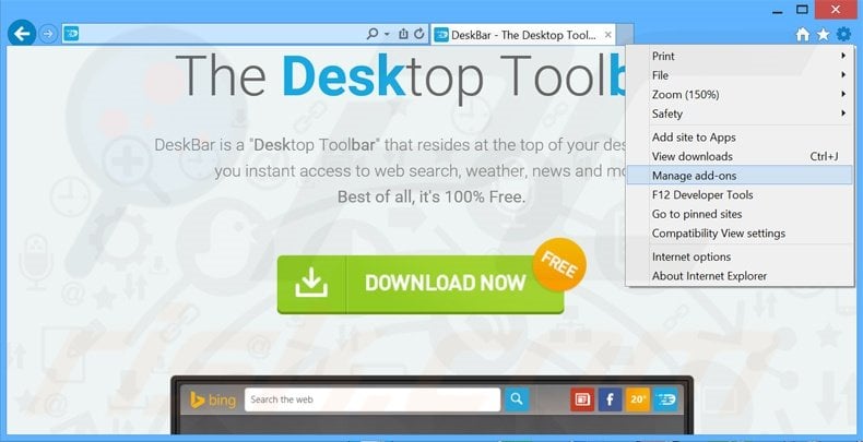 Suppression des publicités DeskBar dans Internet Explorer étape 1