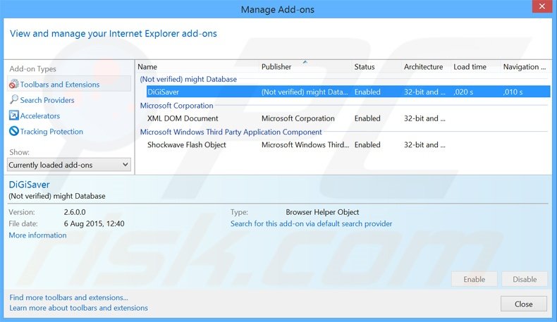 Suppression des publicités DigiSaver dans Internet Explorer étape 2