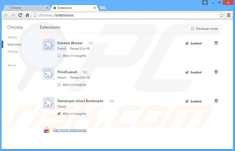 Suppression des publicités Extreme Blocker dans Google Chrome étape 1Suppression des publicités Extreme Blocker dans Google Chrome étape 2