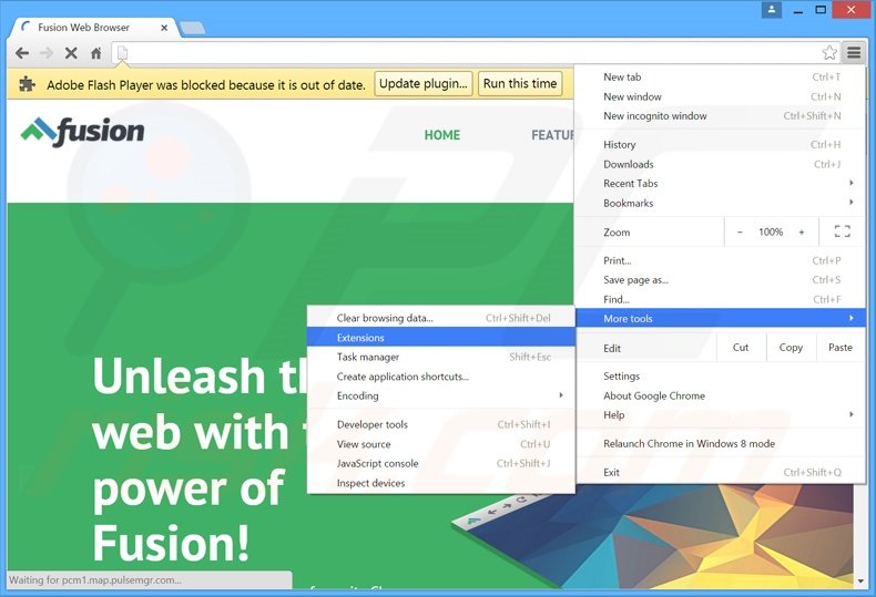 Suppression des publicités Fusion Browser dans Google Chrome étape 1