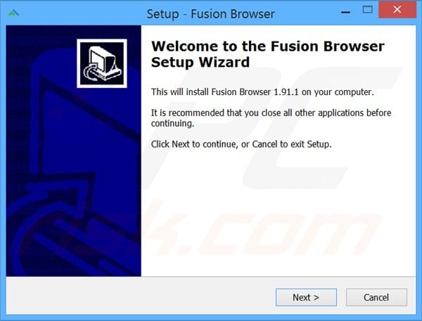 Configuration de l'installation officielle du logiciel de publicité Fusion Browser 