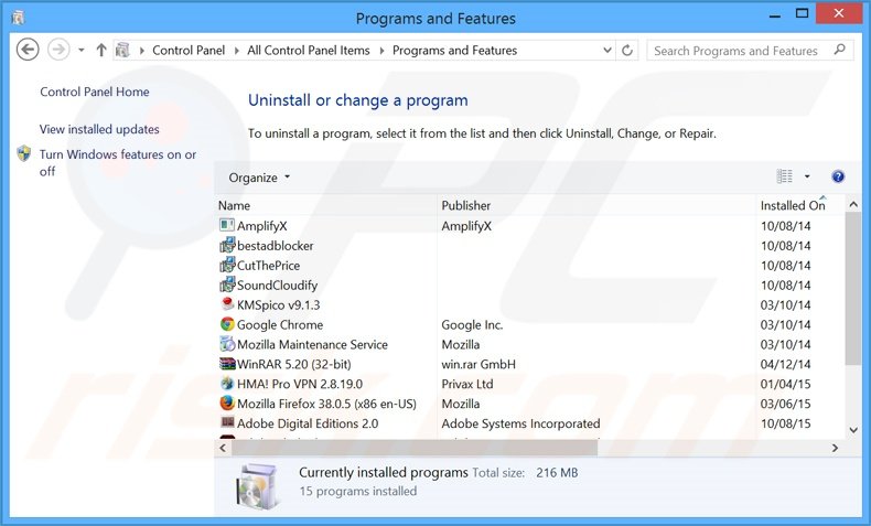 Désinstallation du logiciel de publicité iVIDI via le Panneau de Configuration