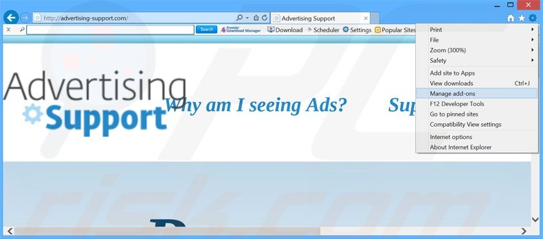 Suppression des publicités mntr dans Internet Explorer étape 1