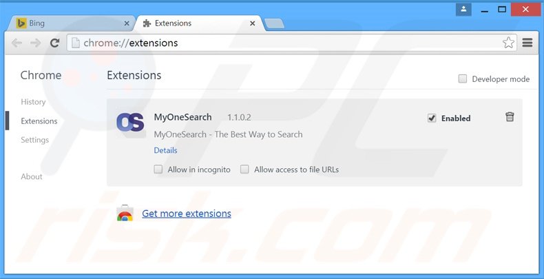 Suppression des extensions reliées à MyOneSearch.net dans Google Chrome 