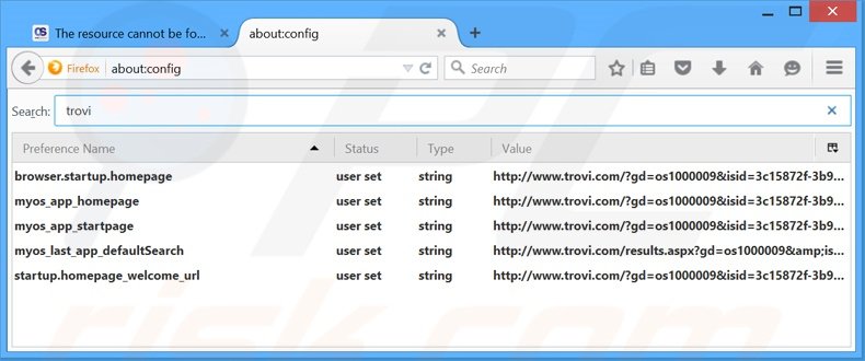 Suppression du moteur de recherche par défaut de MyOneSearch.net dans Mozilla Firefox 