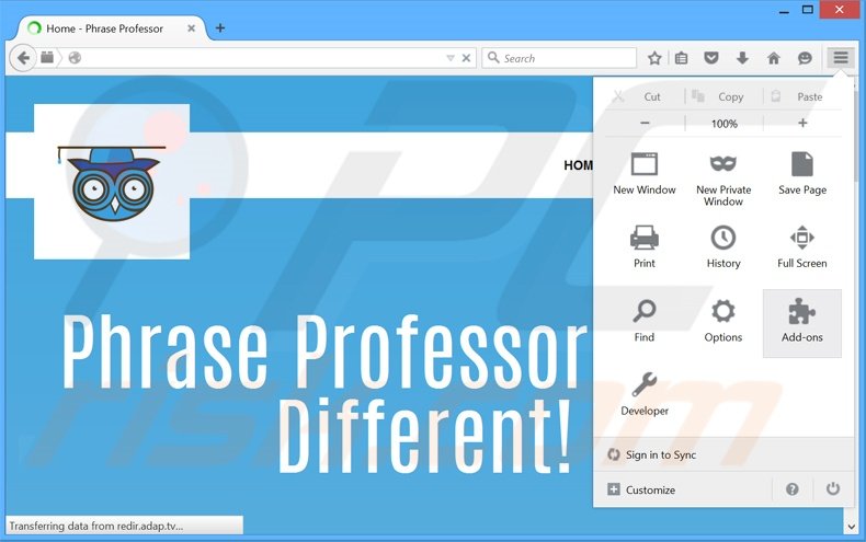 Suppression des publicités PhraseProfessor dans Mozilla Firefox étape 1