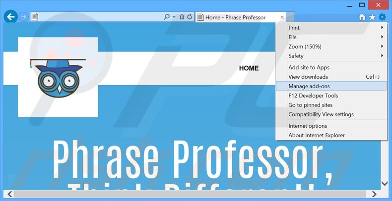 Suppression des publicités PhraseProfessor dans Internet Explorer étape 1