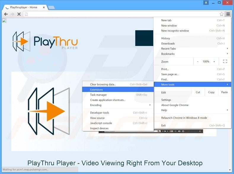 Suppression des publicités Playthru Player dans Google Chrome étape 1