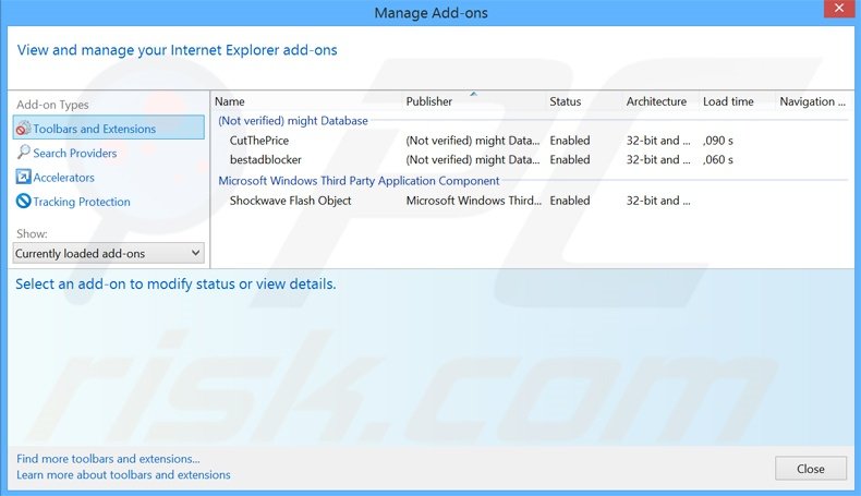 Suppression des publicités Playthru Player dans Internet Explorer étape 1