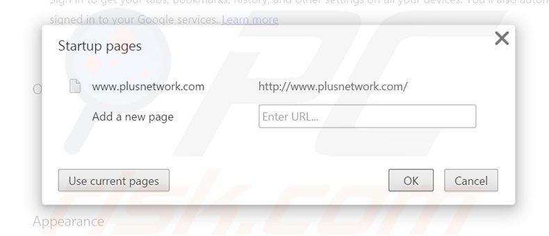 Suppression de la page d'accueil de plusnetwork.com dans Google Chrome