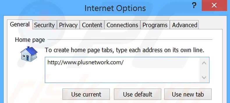 Suppression de la page d'accueil de plusnetwork.com dans Internet Explorer 