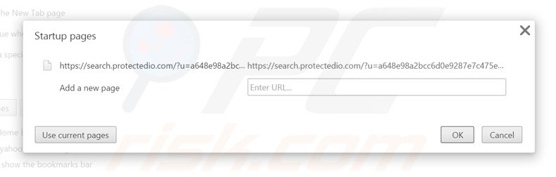 Suppression de la page d'accueil de search.protectedio.com dans Google Chrome 