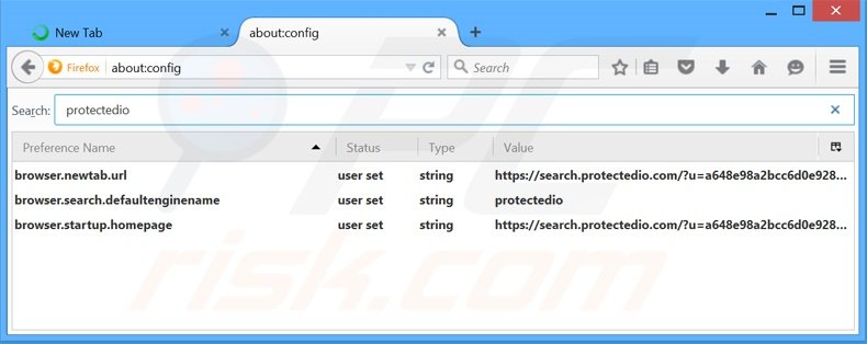 Suppression du moteur de recherche par défaut de search.protectedio.com dans Mozilla Firefox 