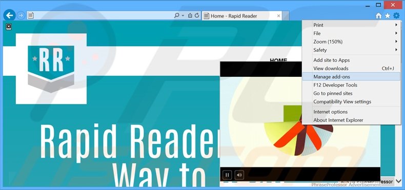 Suppression des publicités RapidReader dans Internet Explorer étape 1