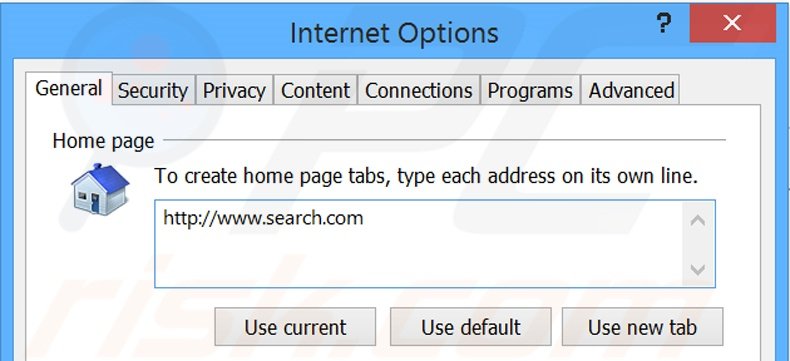 Suppression de la page d'accueil de search.com dans Internet Explorer 