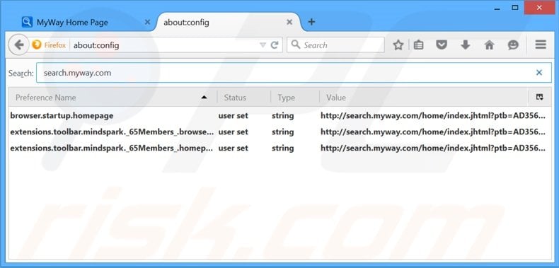Suppression du moteur de recherche par défaut de search.myway.com dans Mozilla Firefox 