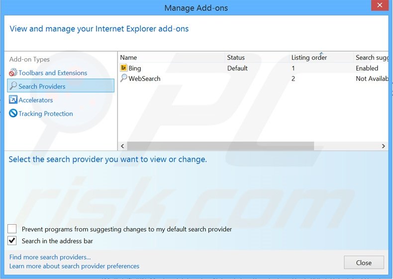 Suppression du moteur de recherche par défaut de search.myway.com dans Internet Explorer 