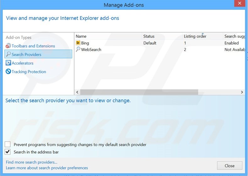 Suppression du moteur de recherche par défaut de search.myway.com dans Internet Explorer 