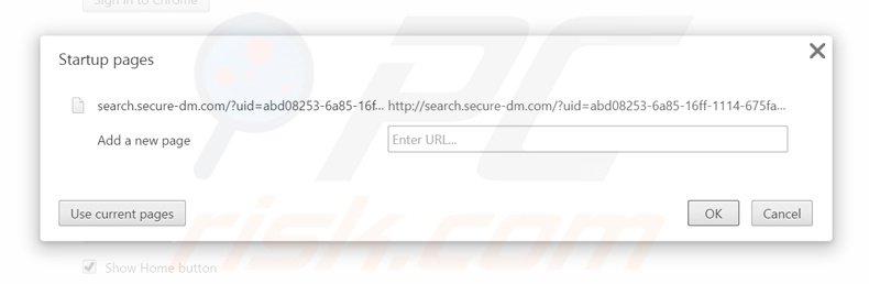Suppression de la page d'accueil de search.secure-dm.com dans Google Chrome 