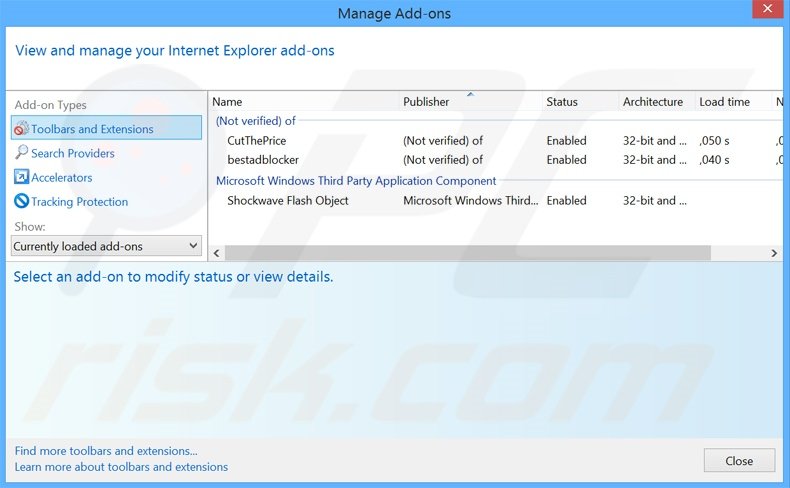 Suppression des extensions reliées à search.secure-dm.com dans Internet Explorer 
