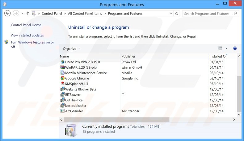 Désinstallation du logiciel de publicité SimilarDeals via le Panneau de Configuration