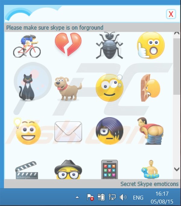 Application de type logiciel de publicité décevante SkyeMoji 