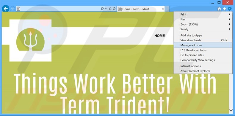 Suppression des publicités TermTrident dans Internet Explorer étape 1